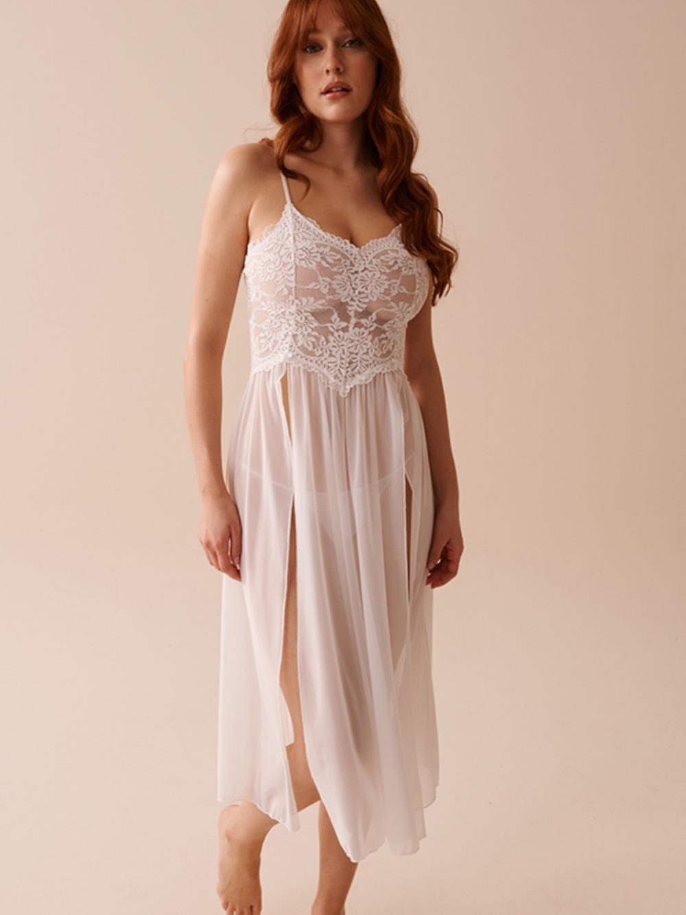 La Vie En Rose Ivory Lace Bodice Maxi Dress
